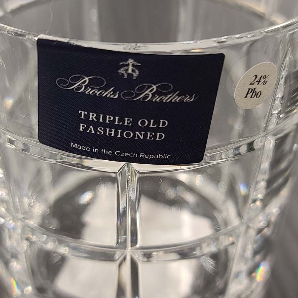 2 Brooks Brothers Triple Old Fashioned Euro Crystal Whiskey Bar Glasses Czech - Picture 2 of 5